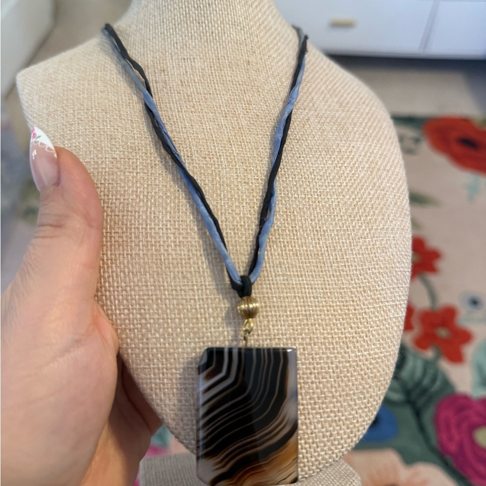 Striped Agate‎ Pendant Necklace